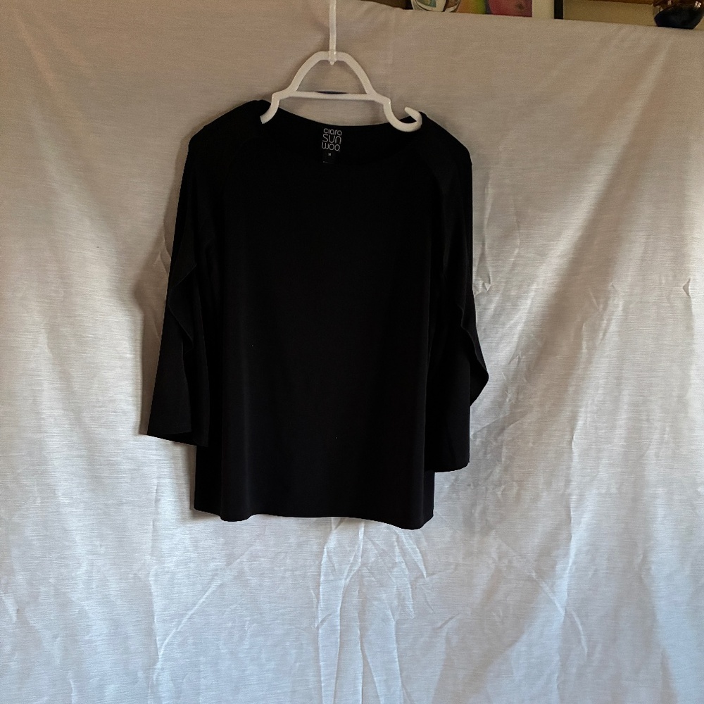 Black Flutter Sleeve Top